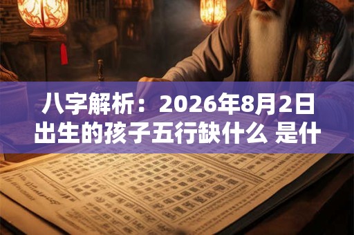 八字解析:2026年8月2日出生的孩子五行缺什么 是什么命 八字解析:2026年8月2日出生的孩子五行缺什么 是什么命