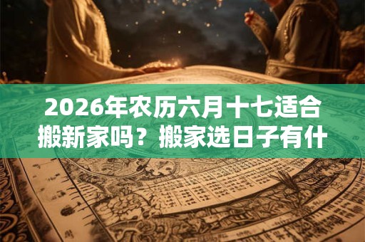 2026年农历六月十七适合搬新家吗?搬家选日子有什么忌讳? 2026年农历六月十七适合搬新家吗?搬家选日子有什么忌讳?