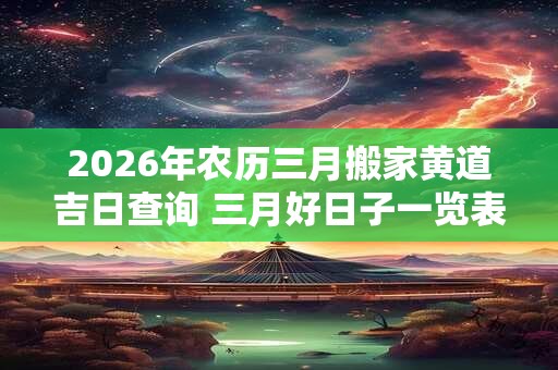 2026年农历三月搬家黄道吉日查询 三月好日子一览表 2026年农历三月搬家黄道吉日查询 三月好日子一览表