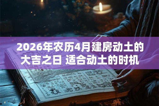 2026年农历4月建房动土的大吉之日 适合动土的时机 2026年农历4月建房动土的大吉之日 适合动土的时机