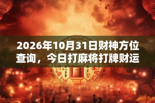 2026年10月31日财神方位查询，今日打麻将打牌财运方位