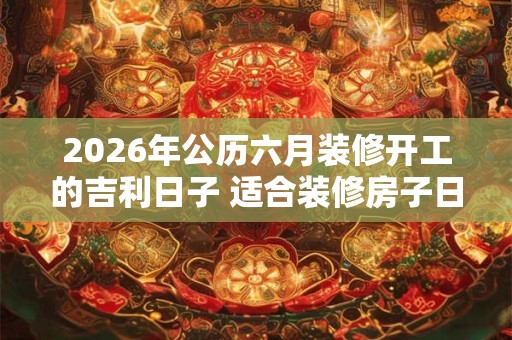 2026年公历六月装修开工的吉利日子 适合装修房子日期
