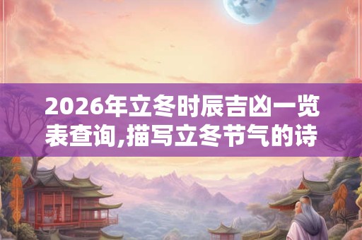 2026年立冬时辰吉凶一览表查询,描写立冬节气的诗词有哪些？