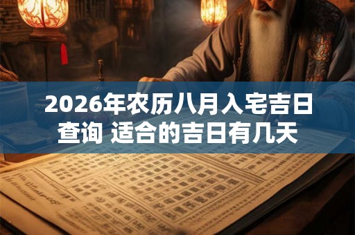 2026年农历八月入宅吉日查询 适合的吉日有几天