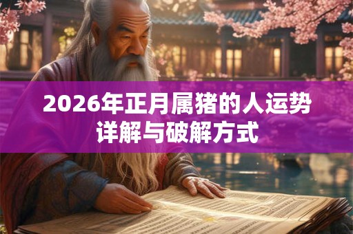 2026年正月属猪的人运势详解与破解方式