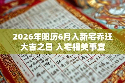 2026年阳历6月入新宅乔迁大吉之日 入宅相关事宜