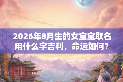 2026年8月生的女宝宝取名用什么字吉利，命运如何？