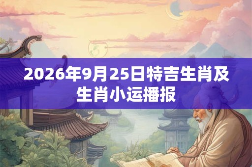 2026年9月25日特吉生肖及生肖小运播报