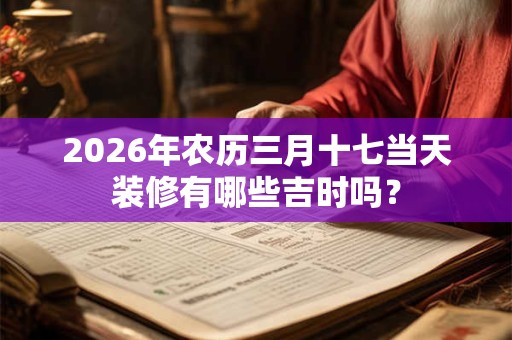 2026年农历三月十七当天装修有哪些吉时吗？
