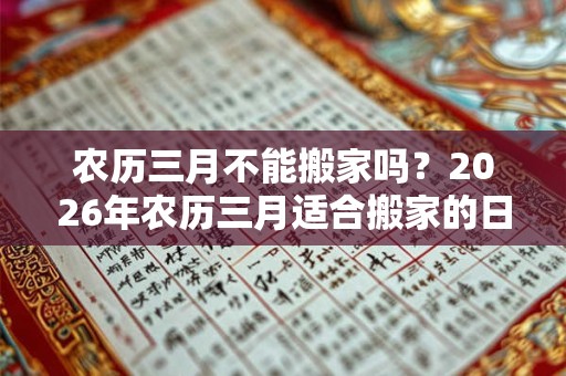 农历三月不能搬家吗？2026年农历三月适合搬家的日子