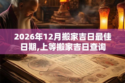 2026年12月搬家吉日最佳日期,上等搬家吉日查询