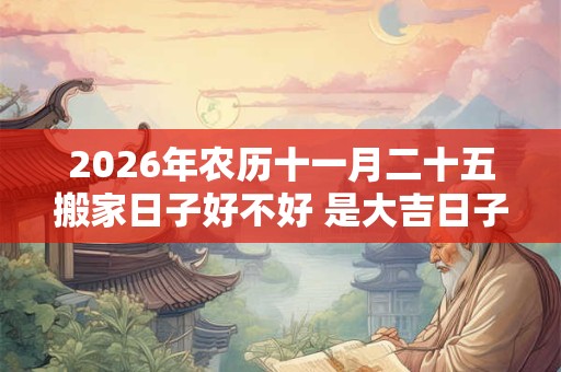 2026年农历十一月二十五搬家日子好不好 是大吉日子吗
