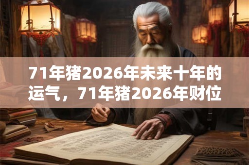 71年猪2026年未来十年的运气，71年猪2026年财位方向