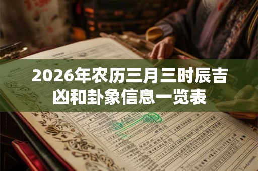 2026年农历三月三时辰吉凶和卦象信息一览表
