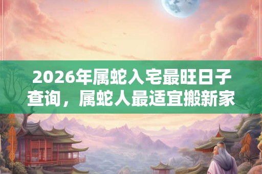 2026年属蛇入宅最旺日子查询,属蛇人最适宜搬新家的黄道吉日 2026年属蛇入宅最旺日子查询,属蛇人最适宜搬新家的黄道吉日