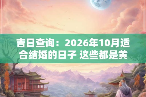 吉日查询：2026年10月适合结婚的日子 这些都是黄道吉日