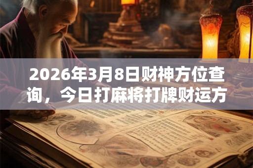 2026年3月8日财神方位查询，今日打麻将打牌财运方位