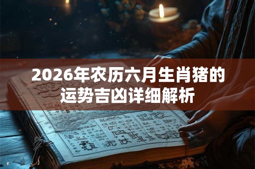 2026年农历六月生肖猪的运势吉凶详细解析