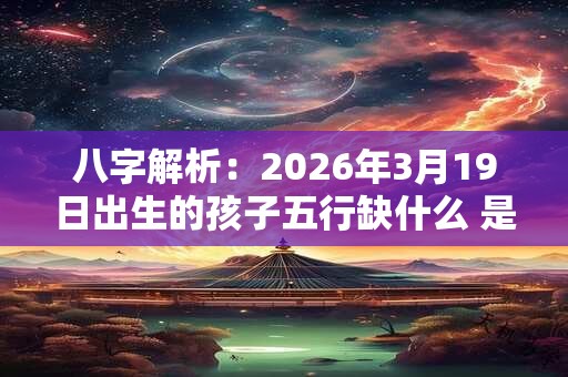 八字解析：2026年3月19日出生的孩子五行缺什么 是什么命