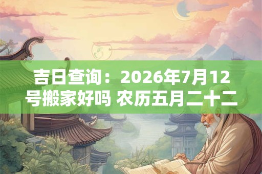 吉日查询:2026年7月12号搬家好吗 农历五月二十二日子好吗 吉日查询:2026年7月12号搬家好吗 农历五月二十二日子好吗