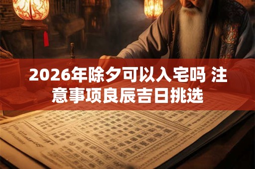 2026年除夕可以入宅吗 注意事项良辰吉日挑选