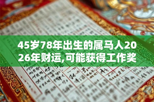45岁78年出生的属马人2026年财运,可能获得工作奖金