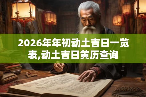 2026年年初动土吉日一览表,动土吉日黄历查询