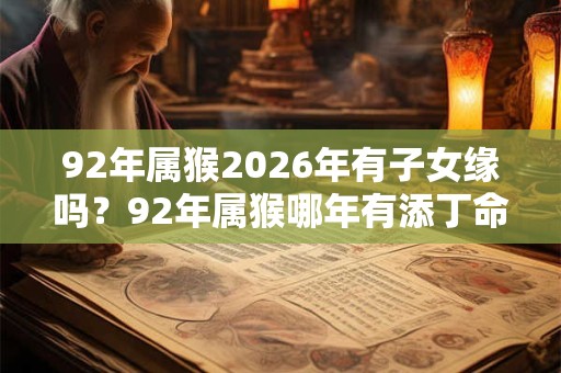 92年属猴2026年有子女缘吗？92年属猴哪年有添丁命？