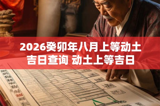 2026癸卯年八月上等动土吉日查询 动土上等吉日