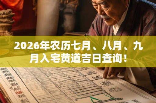 2026年农历七月、八月、九月入宅黄道吉日查询! 2026年农历七月、八月、九月入宅黄道吉日查询!
