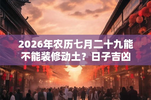 2026年农历七月二十九能不能装修动土？日子吉凶