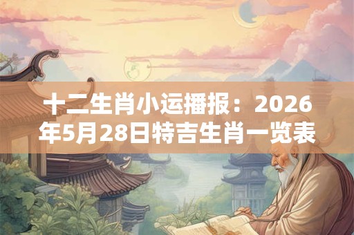 十二生肖小运播报：2026年5月28日特吉生肖一览表