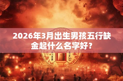 2026年3月出生男孩五行缺金起什么名字好？