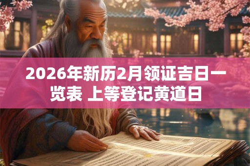 2026年新历2月领证吉日一览表 上等登记黄道日