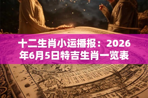 十二生肖小运播报:2026年6月5日特吉生肖一览表 十二生肖小运播报:2026年6月5日特吉生肖一览表