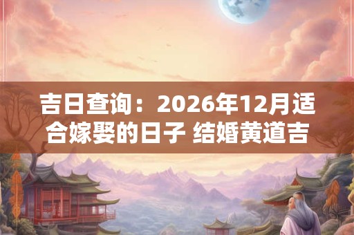 吉日查询：2026年12月适合嫁娶的日子 结婚黄道吉日一览表