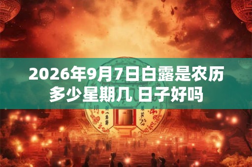 2026年9月7日白露是农历多少星期几 日子好吗