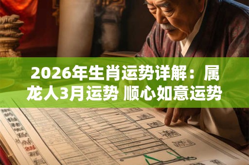2026年生肖运势详解：属龙人3月运势 顺心如意运势长虹