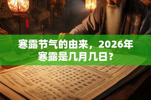 寒露节气的由来，2026年寒露是几月几日？