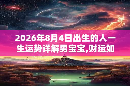 2026年8月4日出生的人一生运势详解男宝宝,财运如何