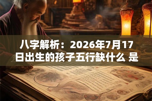 八字解析：2026年7月17日出生的孩子五行缺什么 是什么命
