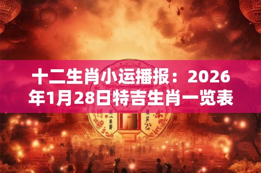 十二生肖小运播报：2026年1月28日特吉生肖一览表