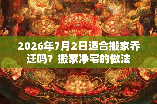 2026年7月2日适合搬家乔迁吗？搬家净宅的做法