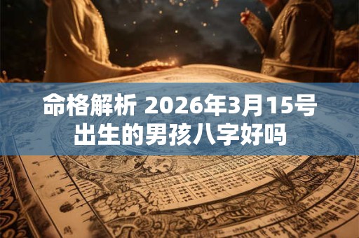 命格解析 2026年3月15号出生的男孩八字好吗