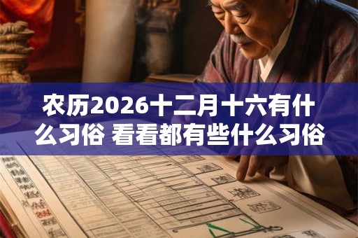 农历2026十二月十六有什么习俗 看看都有些什么习俗吧