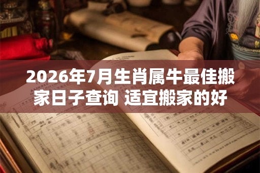2026年7月生肖属牛最佳搬家日子查询 适宜搬家的好日子