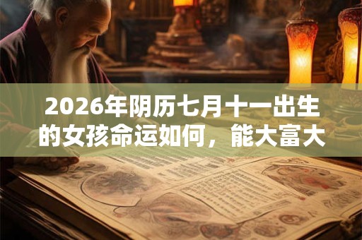 2026年阴历七月十一出生的女孩命运如何，能大富大贵吗？