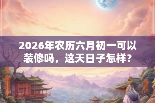 2026年农历六月初一可以装修吗，这天日子怎样？