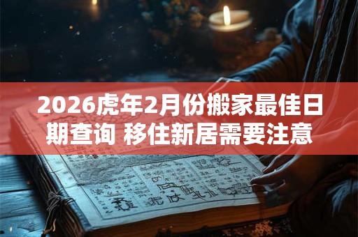 2026虎年2月份搬家最佳日期查询 移住新居需要注意什么？