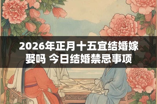 2026年正月十五宜结婚嫁娶吗 今日结婚禁忌事项